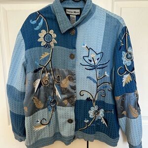 Indigo Women's Blue Patchwork/Embroidered Jacket